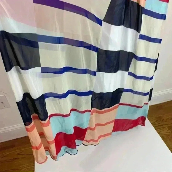 NWOT LaneBryant striped cascade chiffon maxi dress size 28 V-neck cross back - Picture 9 of 11